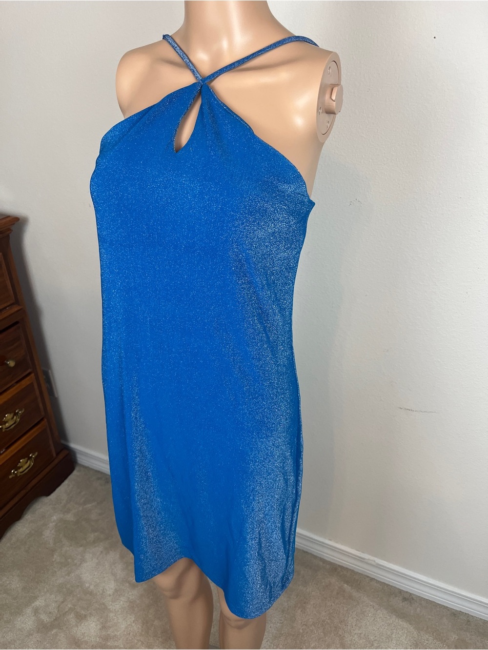 Y2K Vintage City Studio Shimmery Electric Blue Mini Dress